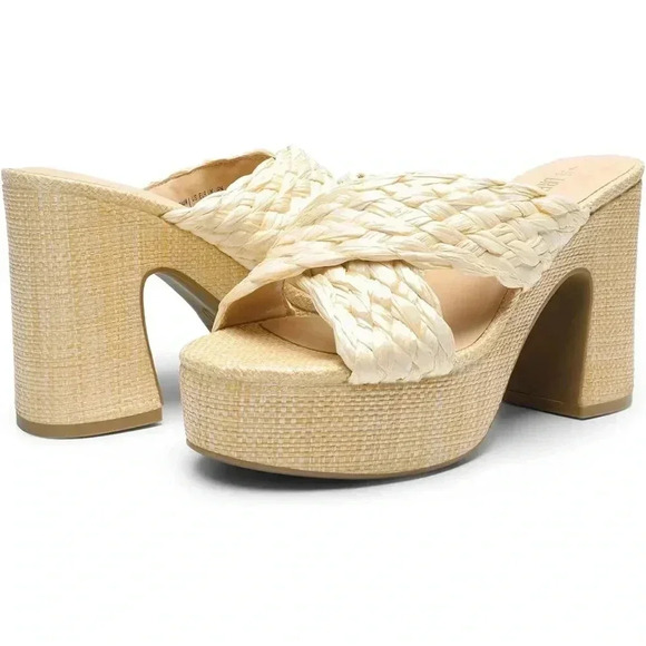 DREAM PAIRS Women's Platform Heels Open Toe Slip on Heels for Women High Chunky - Picture 7 of 7